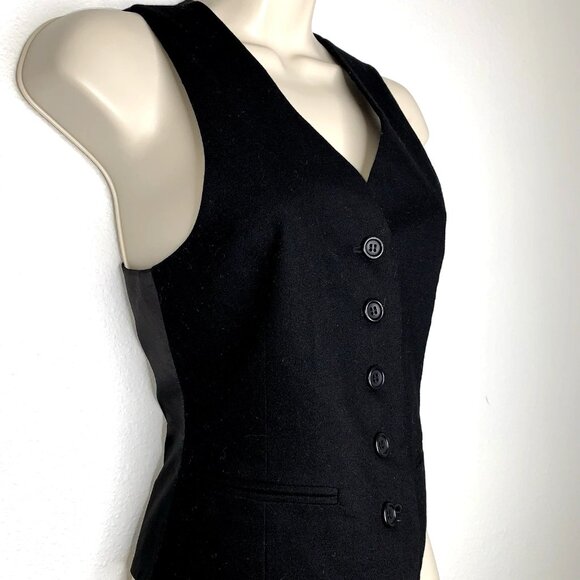 Theory VIRGIN WOOL & Angora Black VEST 2 Waistcoat Whimsigoth Menswear Lagenlook - Picture 2 of 6